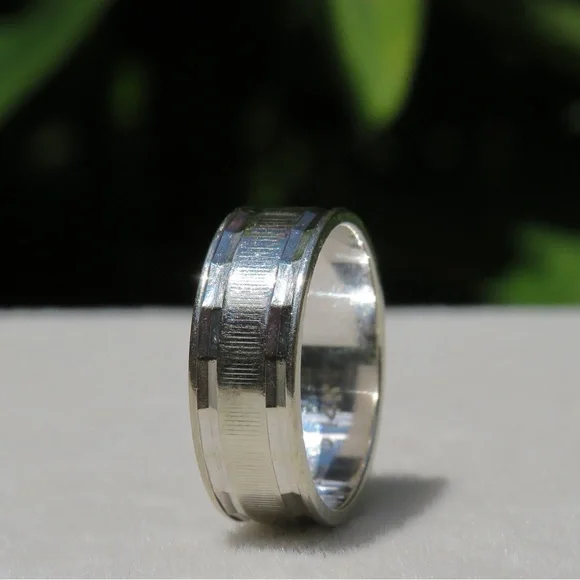 Vintage 14k White Gold Orange Blossom Ring Band 6mm Size 5 3.88g - Picture 9 of 9